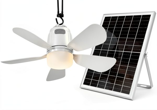 Gliztech Solar Ceiling Fan Light White 20 Remote Control-0