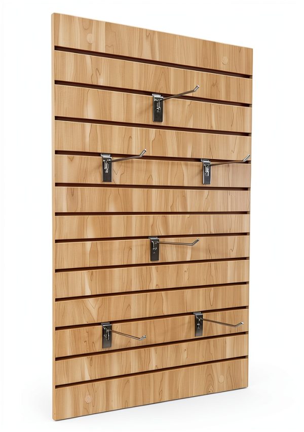 Slatwall Panel Maple Wood Retail Store Wall Mount-5