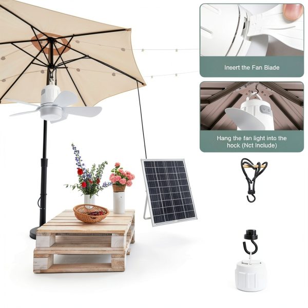Gliztech Solar Ceiling Fan Light White 20 Remote Control-5
