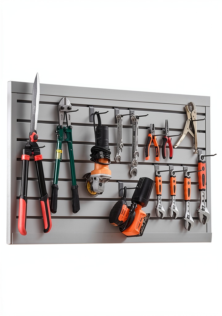 VEVOR Slat Wall Panel installed in a garage with tools organized