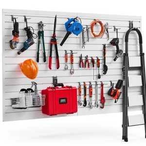 VEVOR PVC Slat Wall Panel Garage Tool Storage White-0