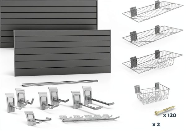 CrownWall PVC Slatwall Panels Graphite Modular Storage-0