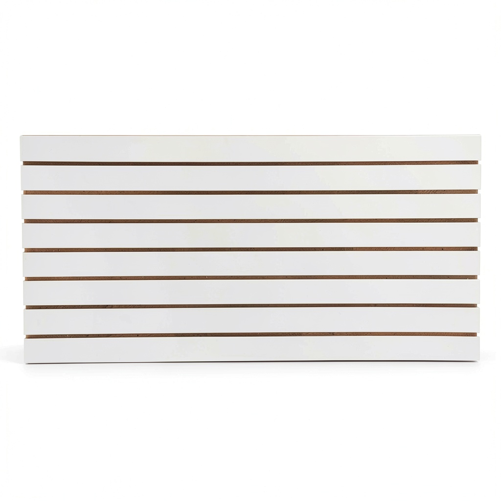 Installing Store Supply Warehouse Slatwall Panels White MDF Pack of 2 on a wooden desk