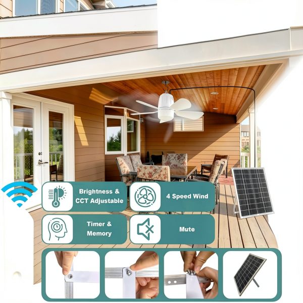 Gliztech Solar Ceiling Fan Light White 20 Remote Control-4