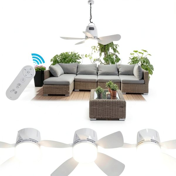 Gliztech Solar Ceiling Fan Light White 20 Remote Control-3