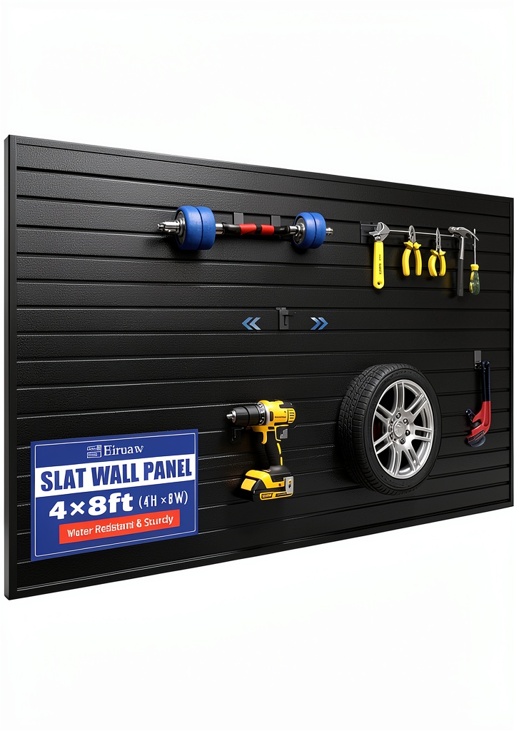 Eiruaw PVC slatwall panels installed in a garage