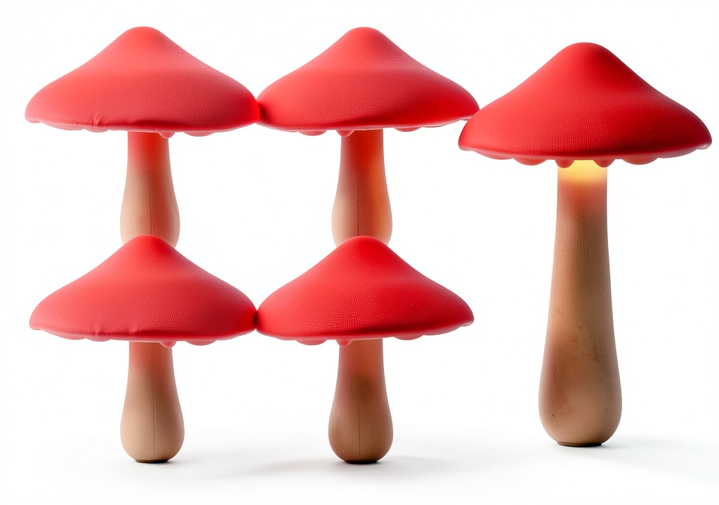 AUSAYE Red Mushroom Night Light illuminating a dark hallway