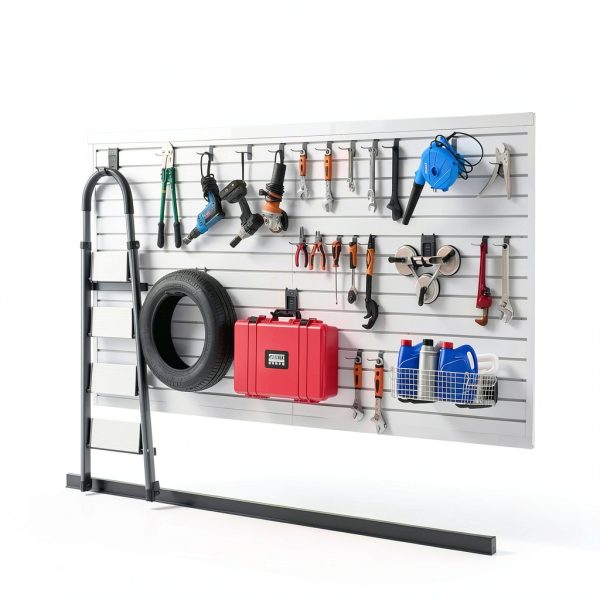 VEVOR PVC Slat Wall Panel Garage Tool Storage White-7