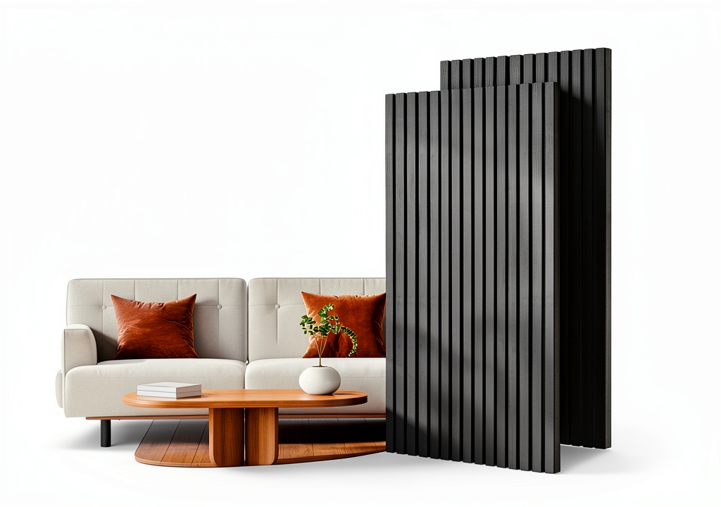 Installing Mirage Black acoustic wood panels on a drywall with a drill and level